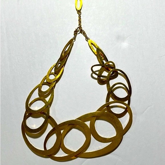 Herve Van Der Straeten Jewelry - Herve Van Der Straeten Hammered Links Gold Plated Brass Necklace